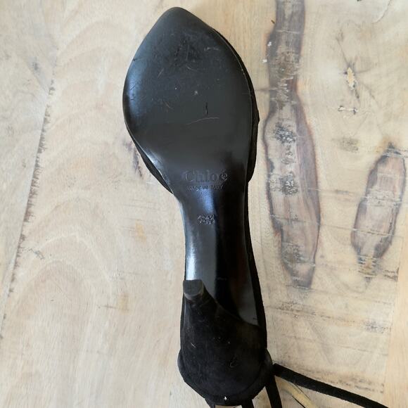 Chloé Vintage Black Suede Heels Cutout Design Strappy Size 38.5 - Picture 4 of 4